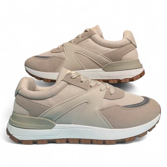 Racheal Zoe Sophie Tan & Cream Lace-Up Sneakers Size 9 - Picture 2 of 9